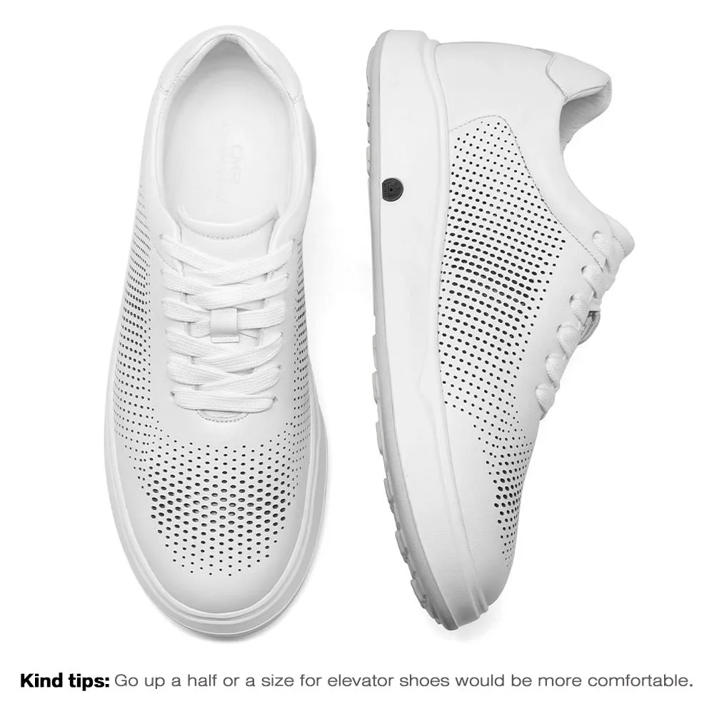 7CM / 2.76 Inches CMR CHAMARIPA Elevate Your Sports Style with Elevator Sneakers - Men's Breathable White Sports Shoes