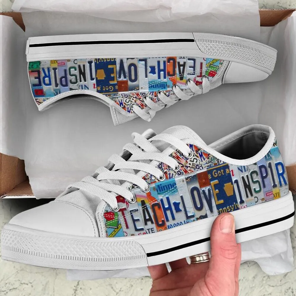 Fourth Grade Teacher License Plates Low Top Shoes, Teacher Shoes, Low Top Sneakers
