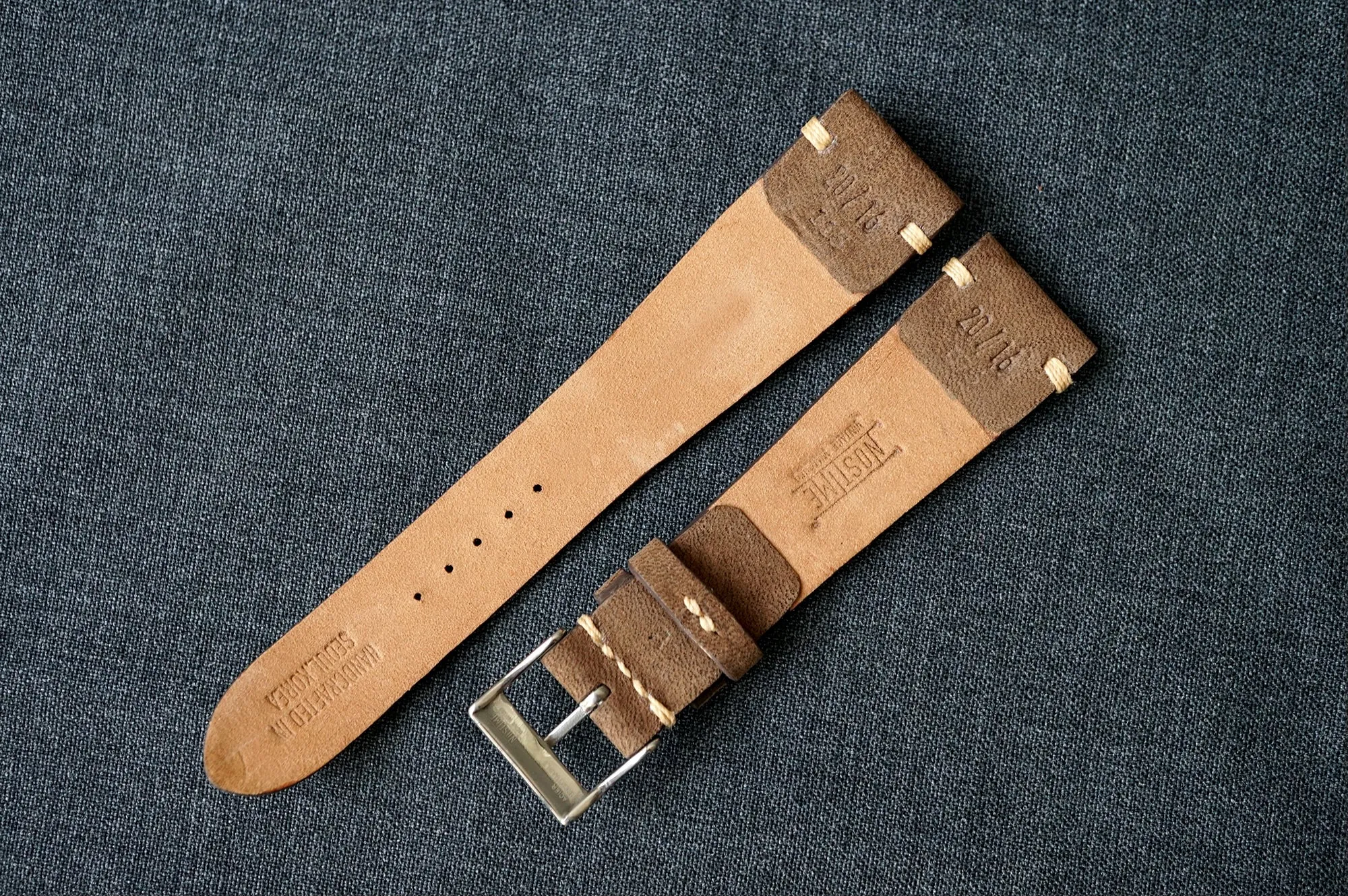 MOCHA NUBUCK CUSTOM MADE STRAP - SIDE STITCHED