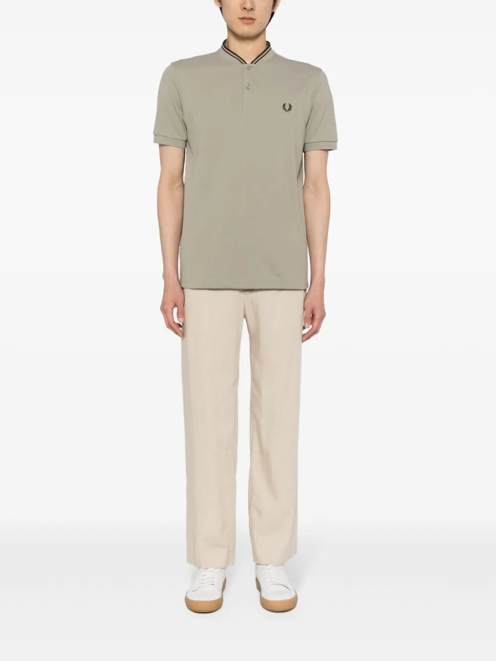 stripe-trim cotton polo shirt